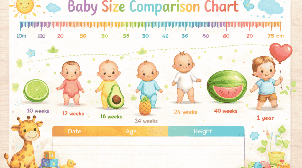 image showing babies' heighcomparison with fruits