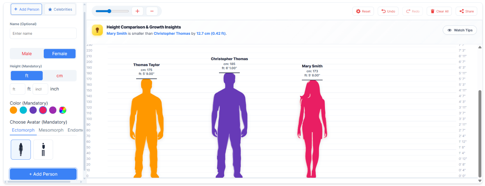 Height Comparison Simulator Example